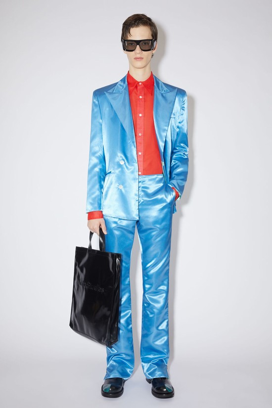 Azure / Blue Acne Studios Satin Men's Trousers | EBUW-78925