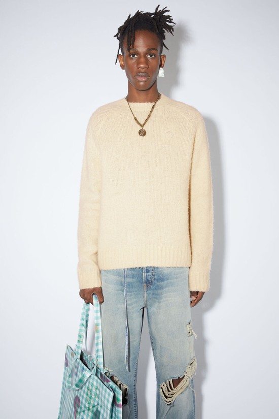 Beige Acne Studios Crew Neck Jumper Men's Knitwear | BVEZ-71429