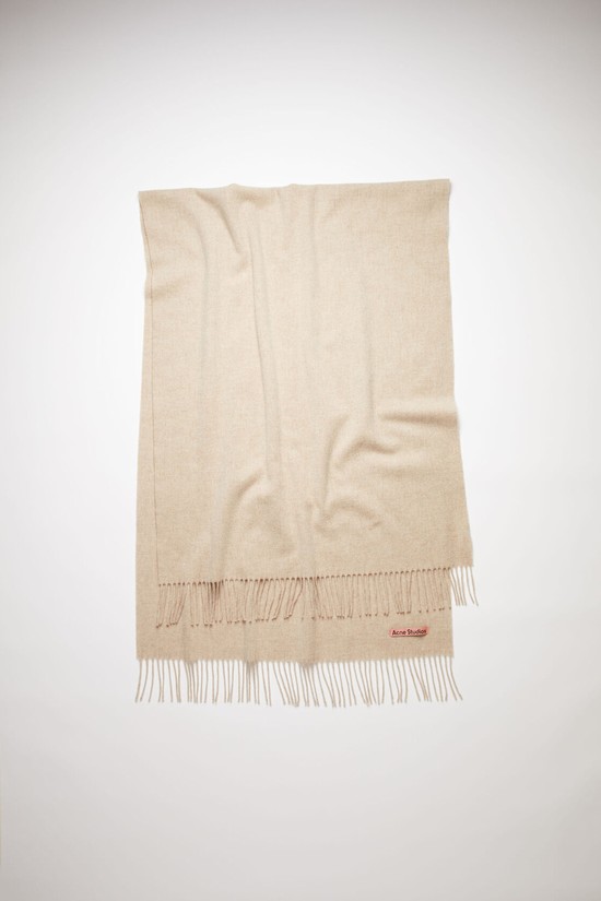 Beige Acne Studios Fringe Wool - Oversized Scarf | RPKU-94586