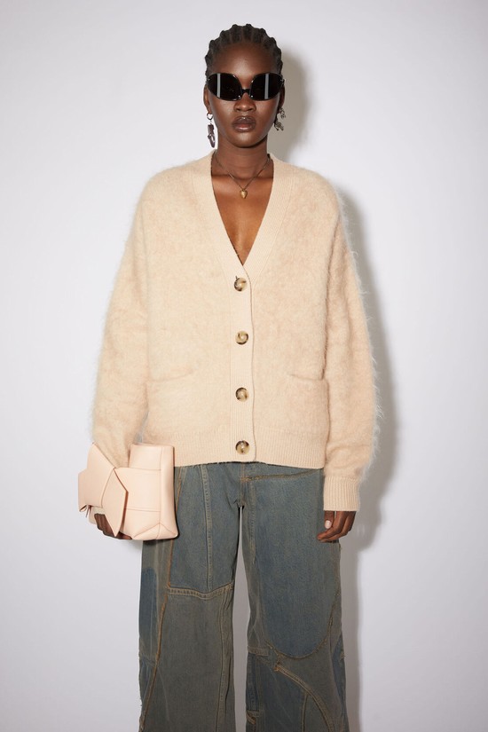 Beige Acne Studios Mohair Wool Fluffy Women's Cardigan | ICGP-30941