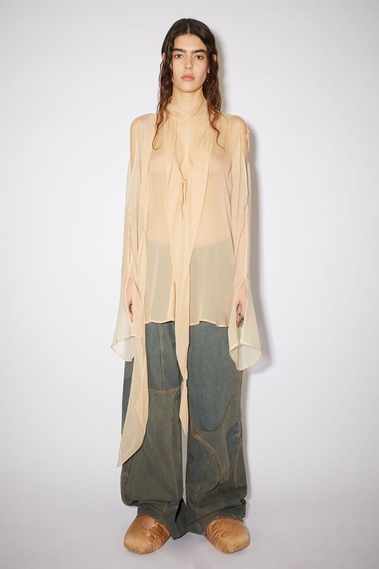 Beige Acne Studios Tie-up Silk Women's Blouse | PVKE-56283