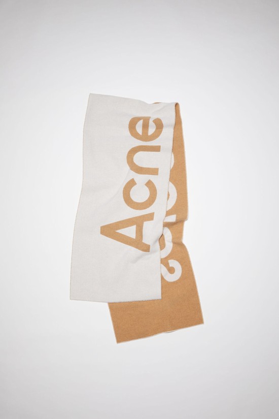 Beige / Brown Acne Studios Logo Jacquard Scarf | CSHY-21734