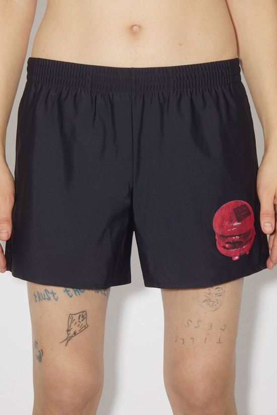 Black Acne Studios Bite Me Print Swim Men's Shorts | DCHQ-69041