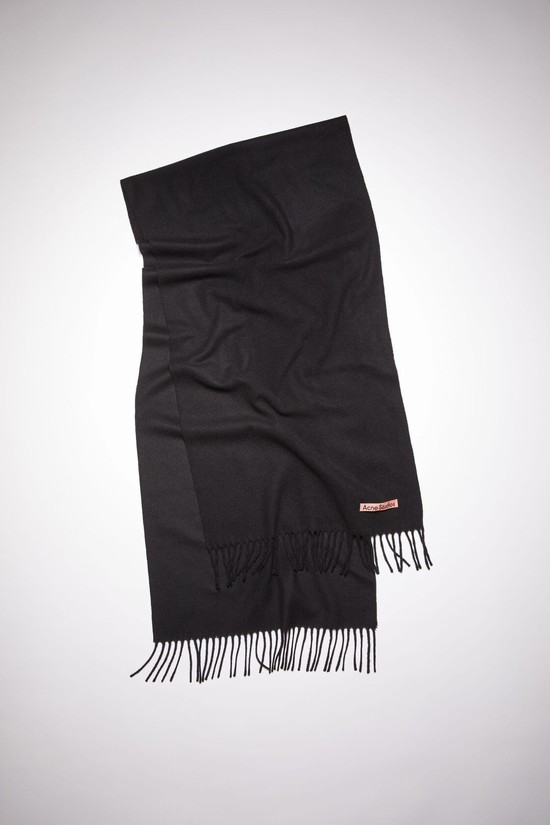 Black Acne Studios Cashmere Fringe - Narrow Scarf | ZNXK-91876