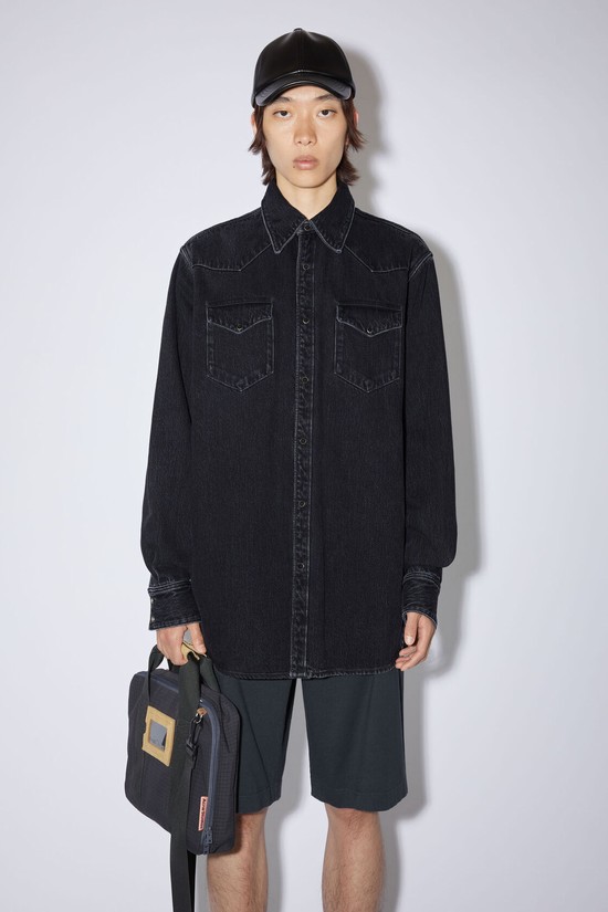 Black Acne Studios Denim Button-up Men's Shirts | EKJT-17506