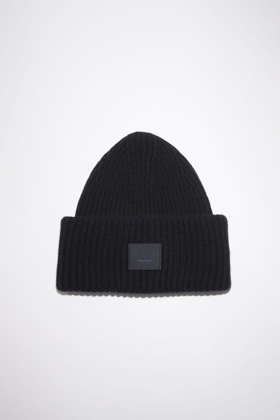 Black Acne Studios Large Face Logo Beanie | CMYI-71254