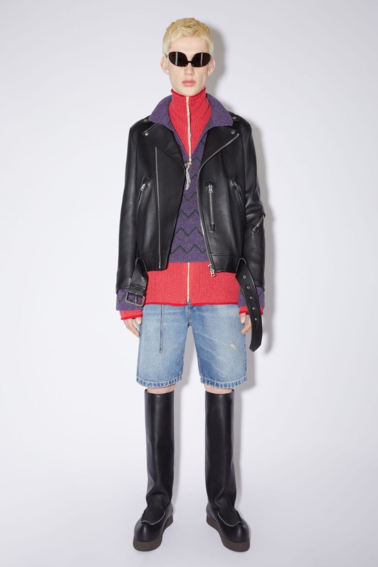 Black Acne Studios Leather Biker Men's Jackets | VCZK-18739