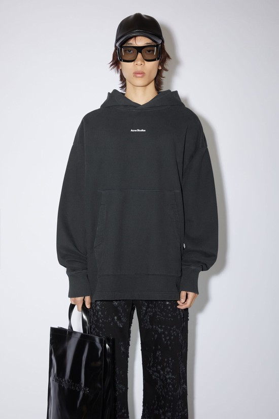 Black Acne Studios Logo Hooded Men's Hoodie | MCEJ-86509