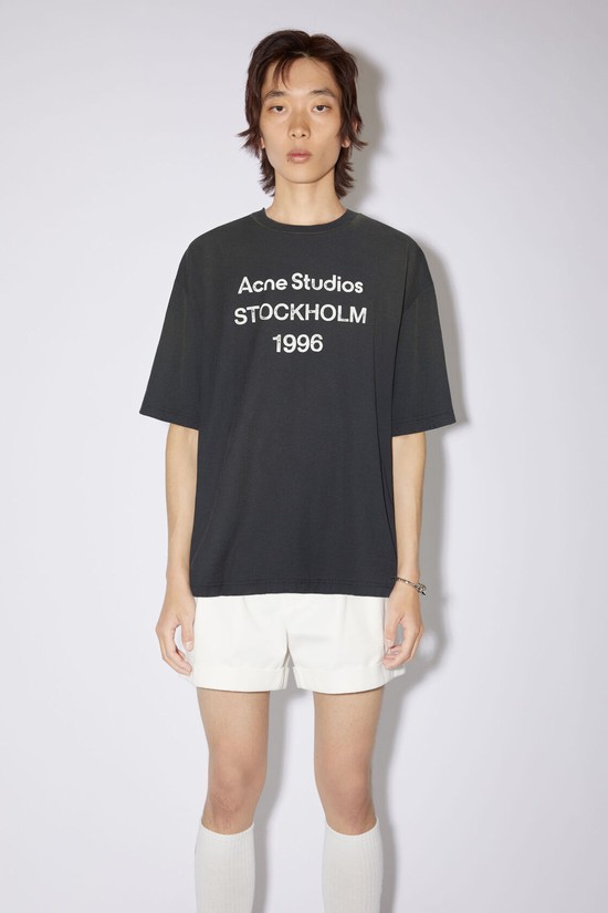 Black Acne Studios Logo Men's T Shirts | BKHN-29573