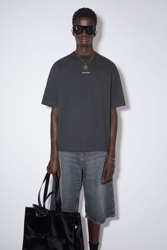 Black Acne Studios Logo Men's T Shirts | TZBQ-80937