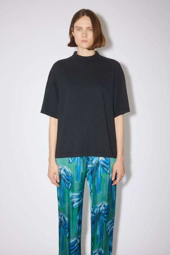 Black Acne Studios Logo Tape Women's T Shirts | SDHB-34961