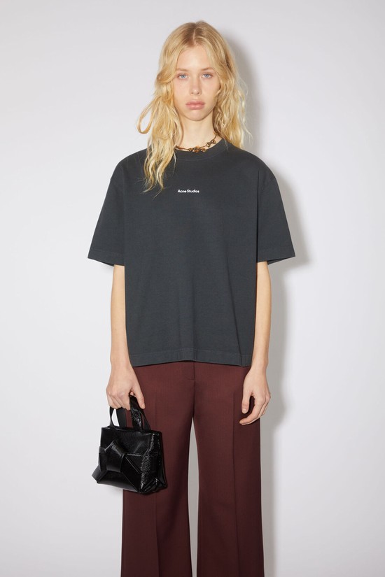 Black Acne Studios Logo Women's T Shirts | QXVF-45827