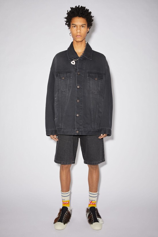 Black Acne Studios Oversized Denim Men's Jackets | JVOL-80934