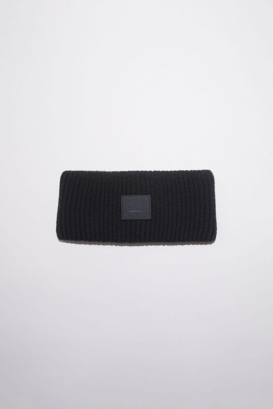 Black Acne Studios Ribbed Knit Headband Beanie | ABWM-07918