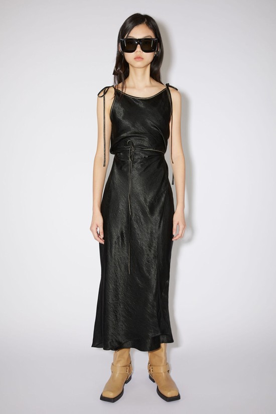 Black Acne Studios Satin Wrap Women's Dress | TNUI-92305