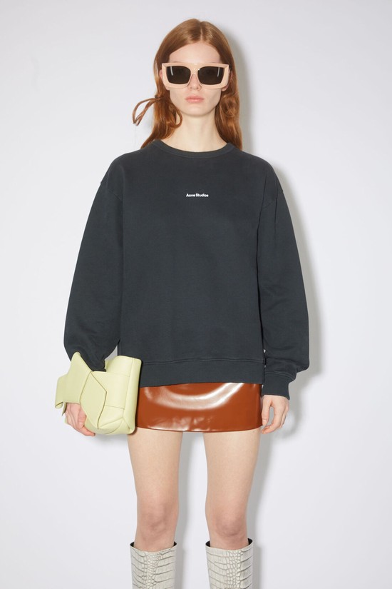 Black Acne Studios Stamp Logo Women's Sweatshirts | PVCY-29057