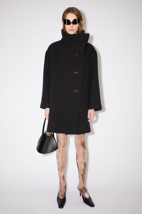 Black Acne Studios Wool Funnel-neck Women's Coats | ZTPJ-75416