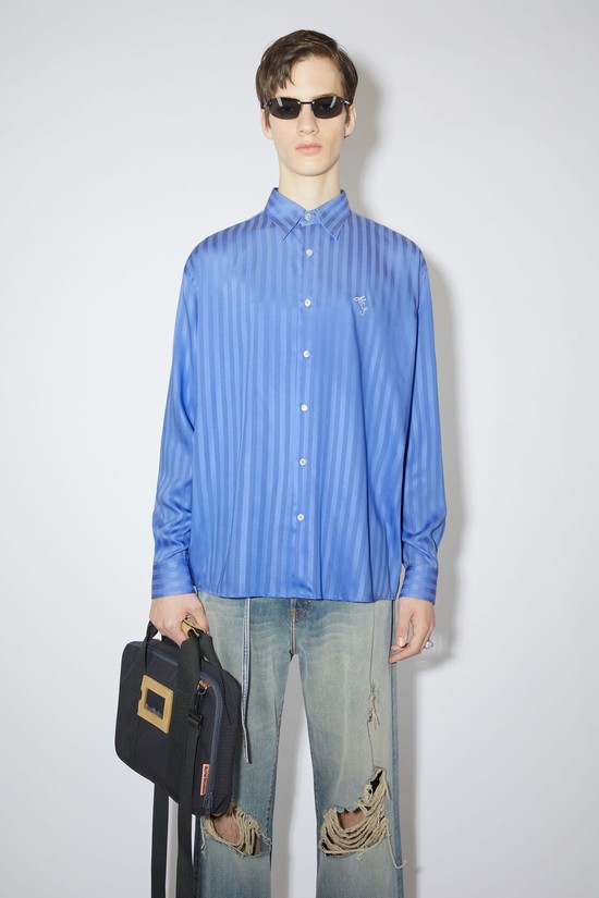 Blue Acne Studios Button-up Stripe Men's Shirts | XCHU-85760