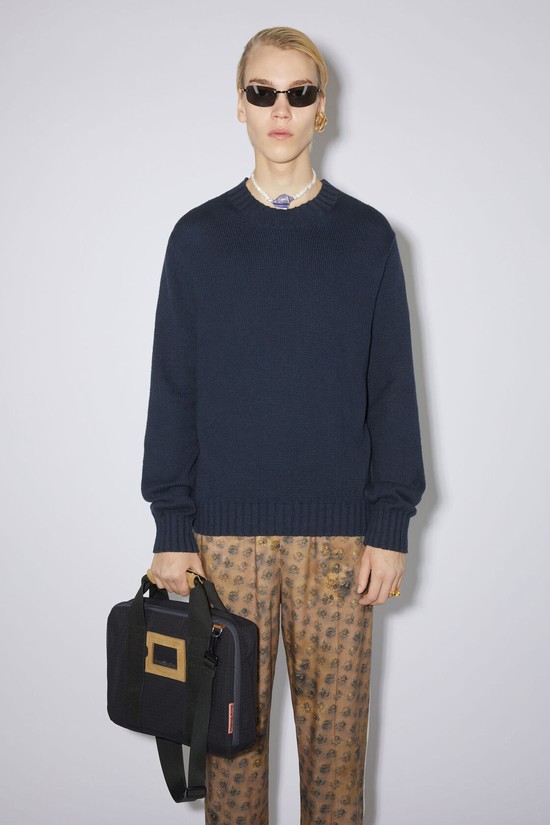 Blue Acne Studios Crew Neck Jumper Men's Knitwear | DMRJ-47920