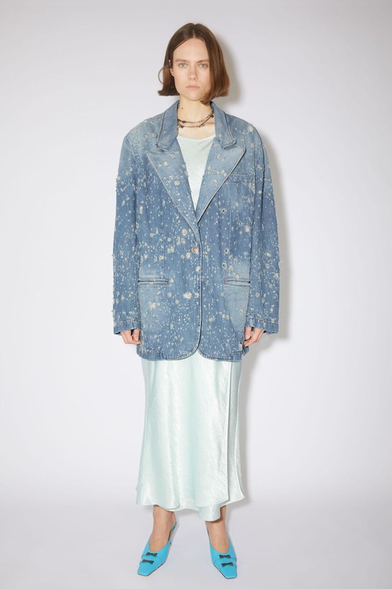 Blue Acne Studios Distressed Denim Women's Jackets | CBFI-15962