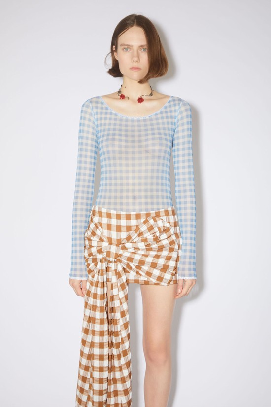 Blue Acne Studios Gingham Body Women's T Shirts | WCIN-14502