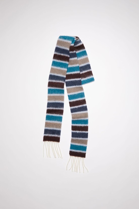 Blue / Brown Acne Studios Wool-apaca Fringe - Skinny Scarf | UEIW-60329