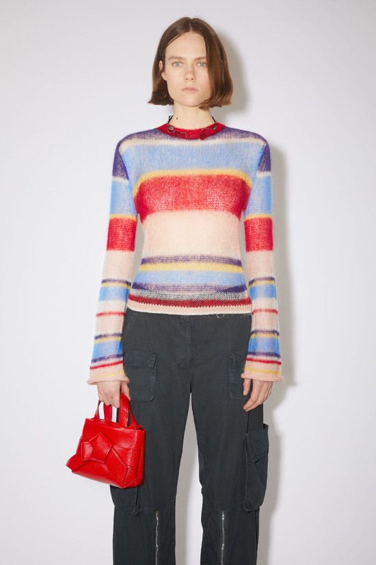 Blue / Multicolor Acne Studios Mohair Stripe Jumper Women's Knitwear | YVDQ-96450