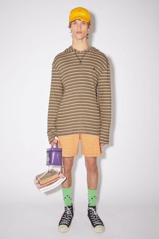 Brown / Multicolor Acne Studios Hooded Long Sleeve Men's T Shirts | KLIV-94725