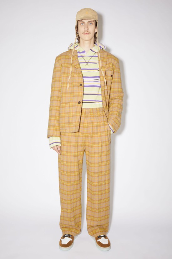 Brown / Orange Acne Studios Check Men's Trousers | AXIC-93472