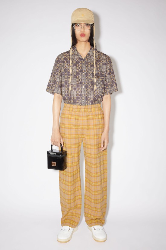 Brown / Orange Acne Studios Check Women's Trousers | QAEH-03192