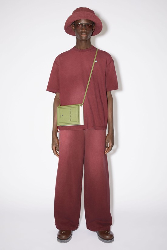 Burgundy / Red Acne Studios Crew Neck Men's T Shirts | UJXB-15269