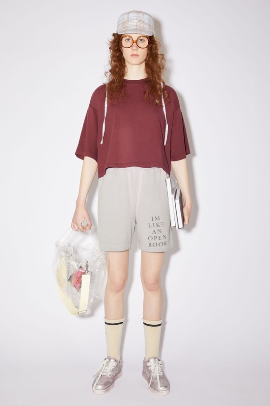 Burgundy / Red Acne Studios Crew Neck Women's T Shirts | ZNKL-97032