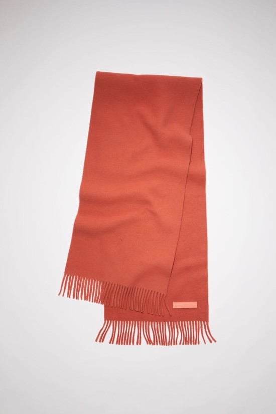 Coral / Red Acne Studios Rich Wool Fringe - Narrow Scarf | UXGV-64371