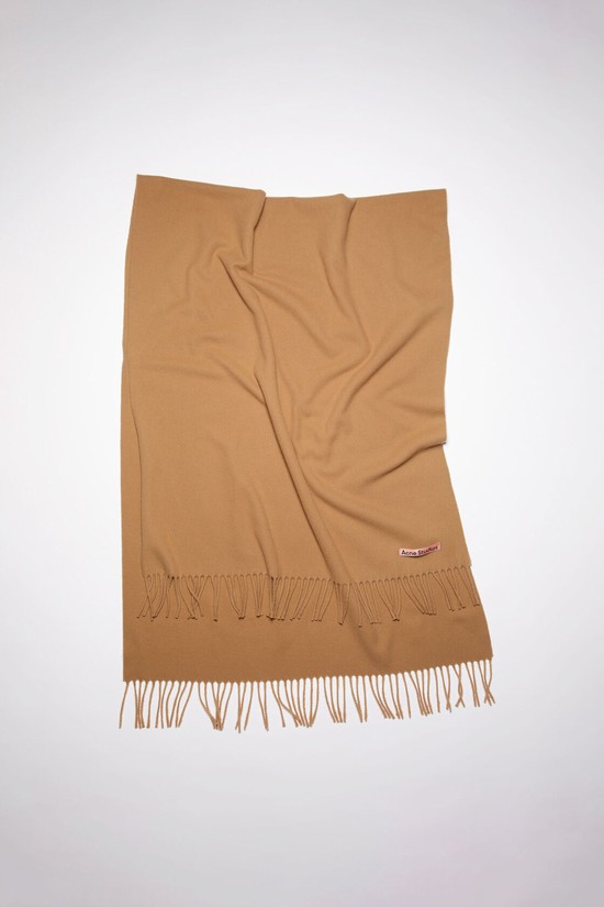 Dark Brown Acne Studios Fringe Wool - Oversized Scarf | DGXT-42138