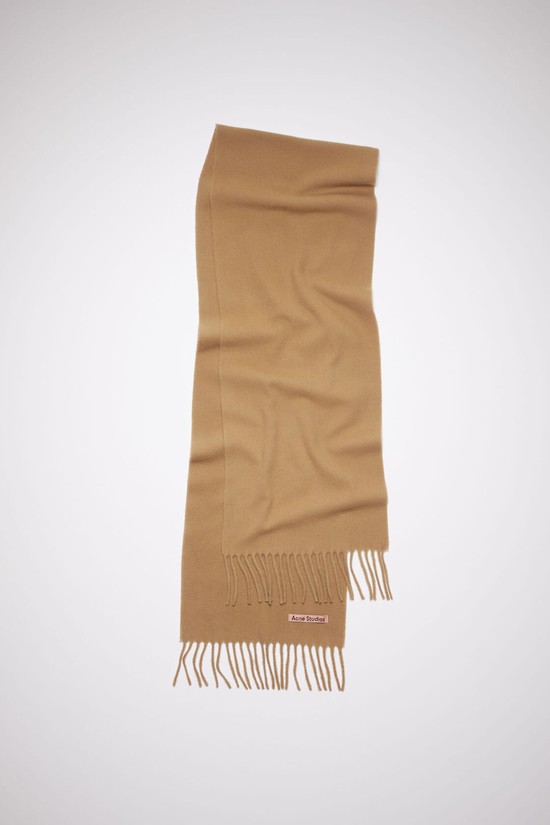 Dark Brown Acne Studios Fringe Wool - Skinny Scarf | VXTJ-18674