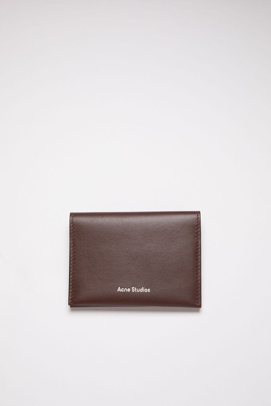 Dark Brown Acne Studios Leather Card Case | RFIK-93584