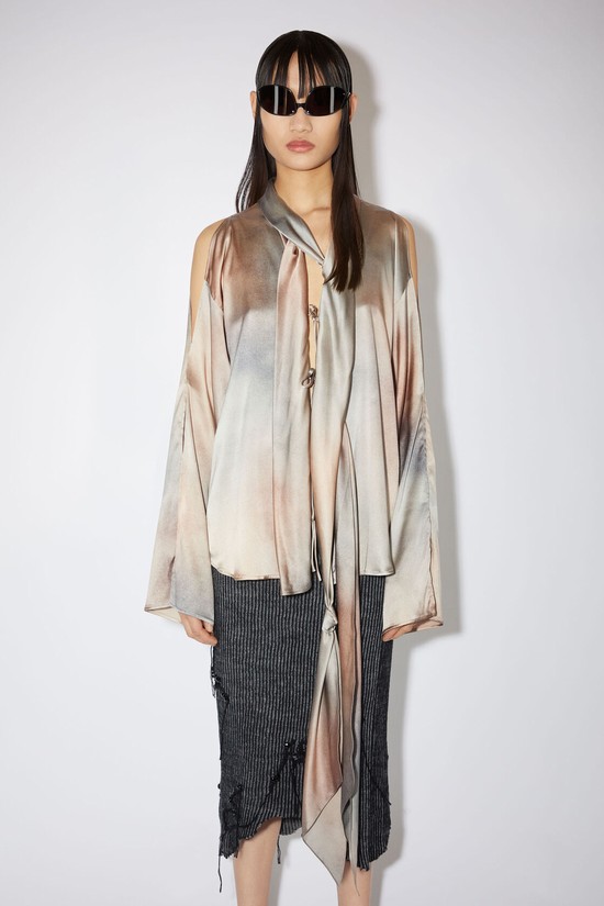 Dark Brown Acne Studios Silk Tie-up Women's Blouse | AJOU-51407