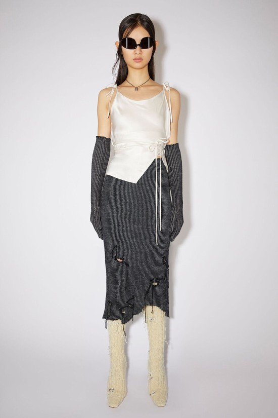 Dark Grey Acne Studios Asymmetric Distressed Women's Skirts | QLPM-67039