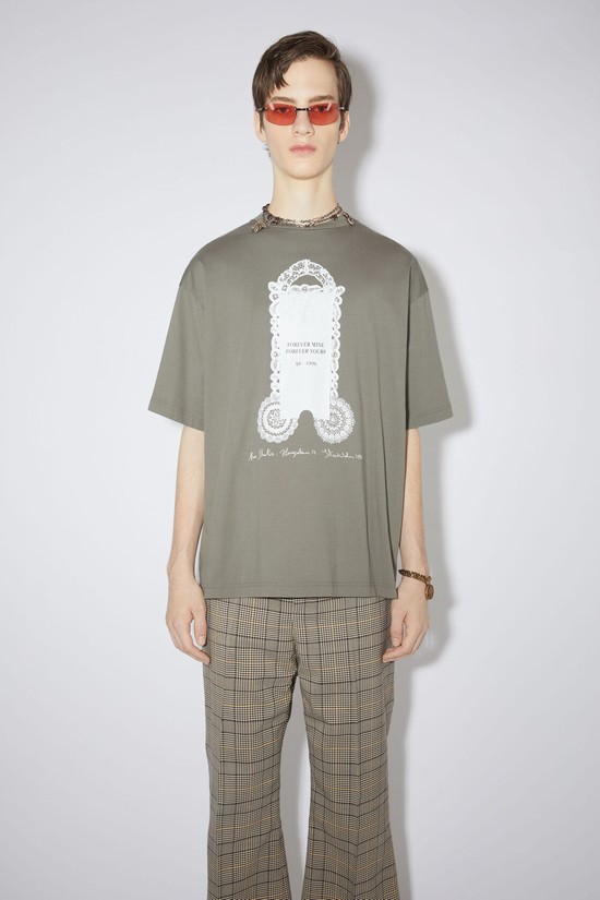 Dark Grey Acne Studios Printed Men's T Shirts | SANE-27563