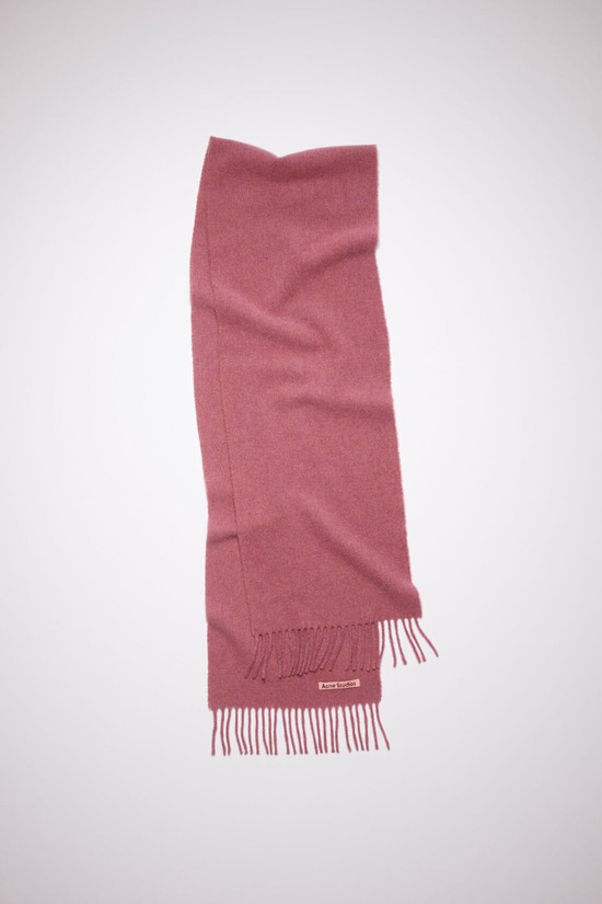 Dark Pink Acne Studios Fringe Wool - Skinny Scarf | VMJL-51267