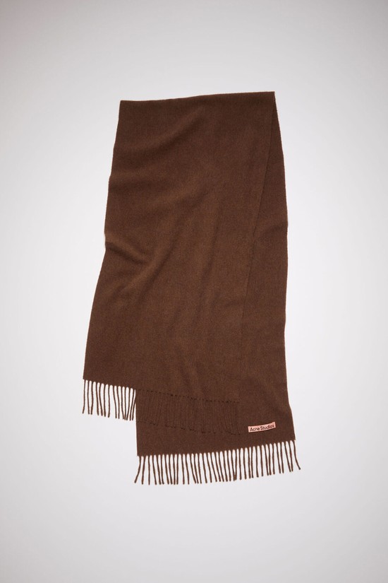 Dark Red Acne Studios Fringe Wool - Narrow Scarf | FBAV-27183