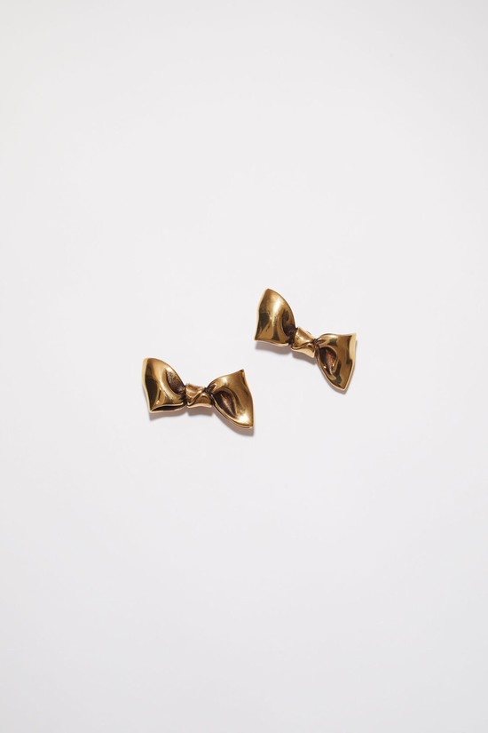 Gold Acne Studios Bow Earrings Jewellery | CDXF-07825