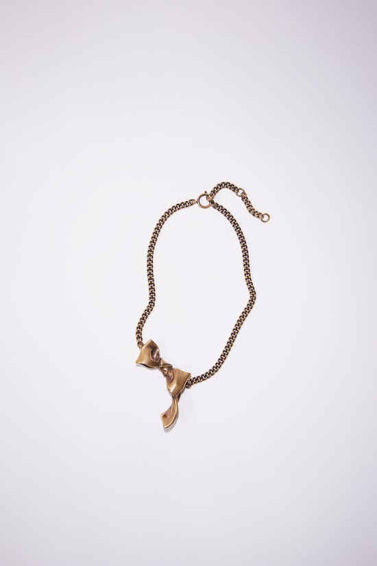 Gold Acne Studios Bow Necklace Jewellery | EHUR-05712