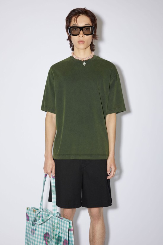 Green Acne Studios Crew Neck Men's T Shirts | ERSU-02135