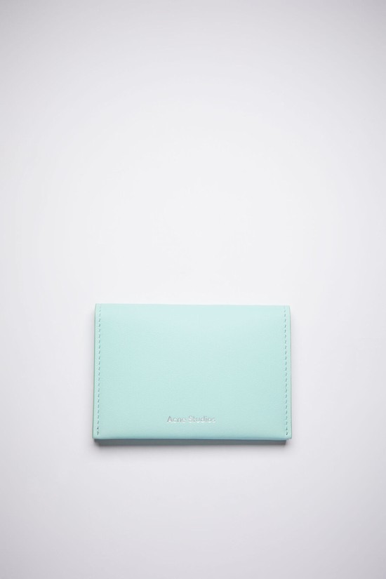 Green Acne Studios Folded Leather Card Holder Card Case | CJZL-97485