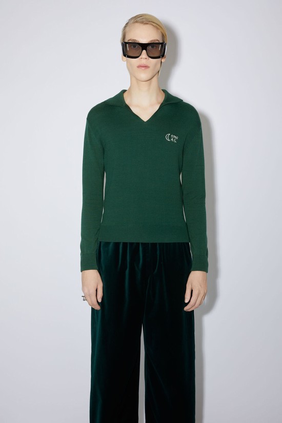 Green Acne Studios Polo Jumper Men's Knitwear | ZGAW-14507