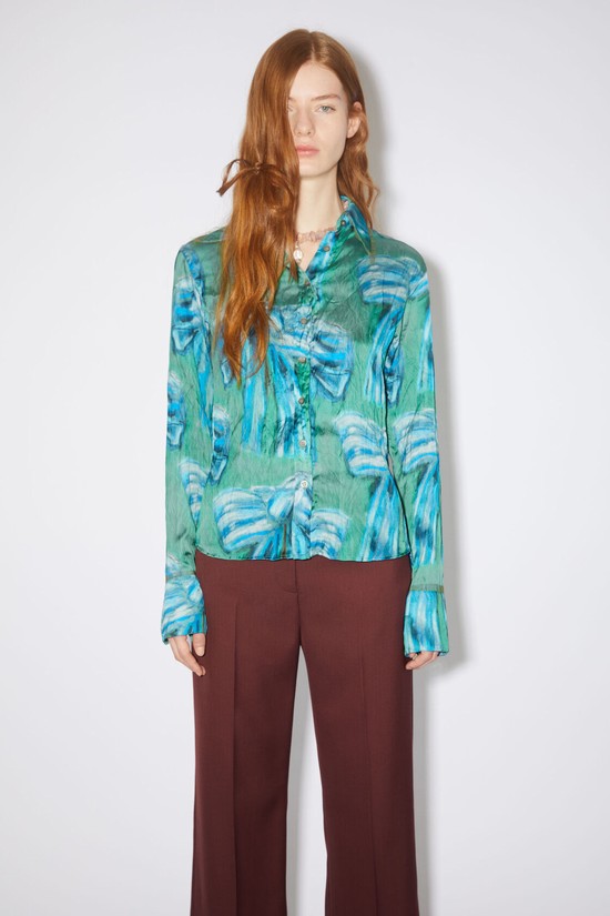 Green Acne Studios Print Button-up Women's Shirts | HQYA-65204