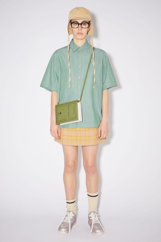 Green / Blue Acne Studios Short Sleeve Button-up Women's Shirts | YQBS-67354