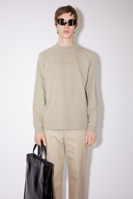 Grey Acne Studios Logo Long Sleeve Men's T Shirts | CYKL-42981