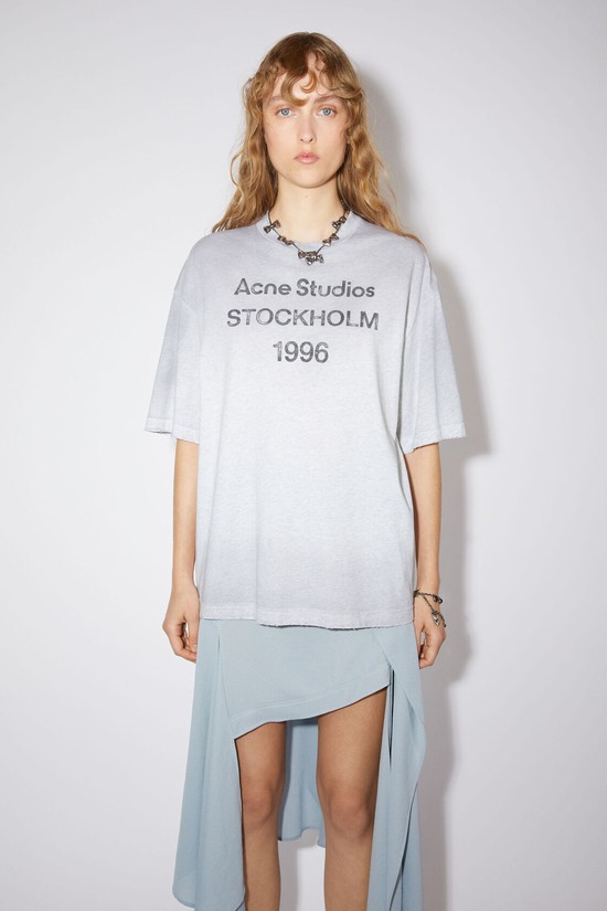 Grey Acne Studios Logo Women's T Shirts | HFVJ-40832